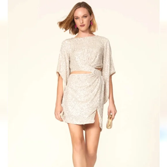white christmas dresses Annie Champagne Satin Bardot Maxi Dress With Split Wrap Skirt – Club L  London main image 0